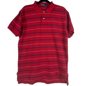 Ralph Lauren Red Striped Polo Shirt Men's Size L – Classic Casual Cotton Top